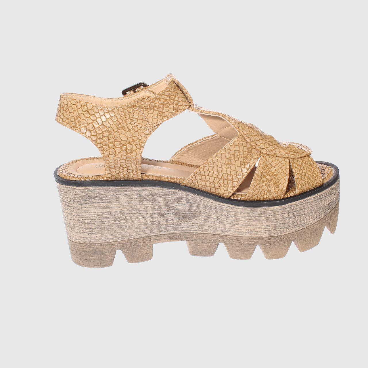 Sandalia plataforma Beige Vía Franca Mujer-3
