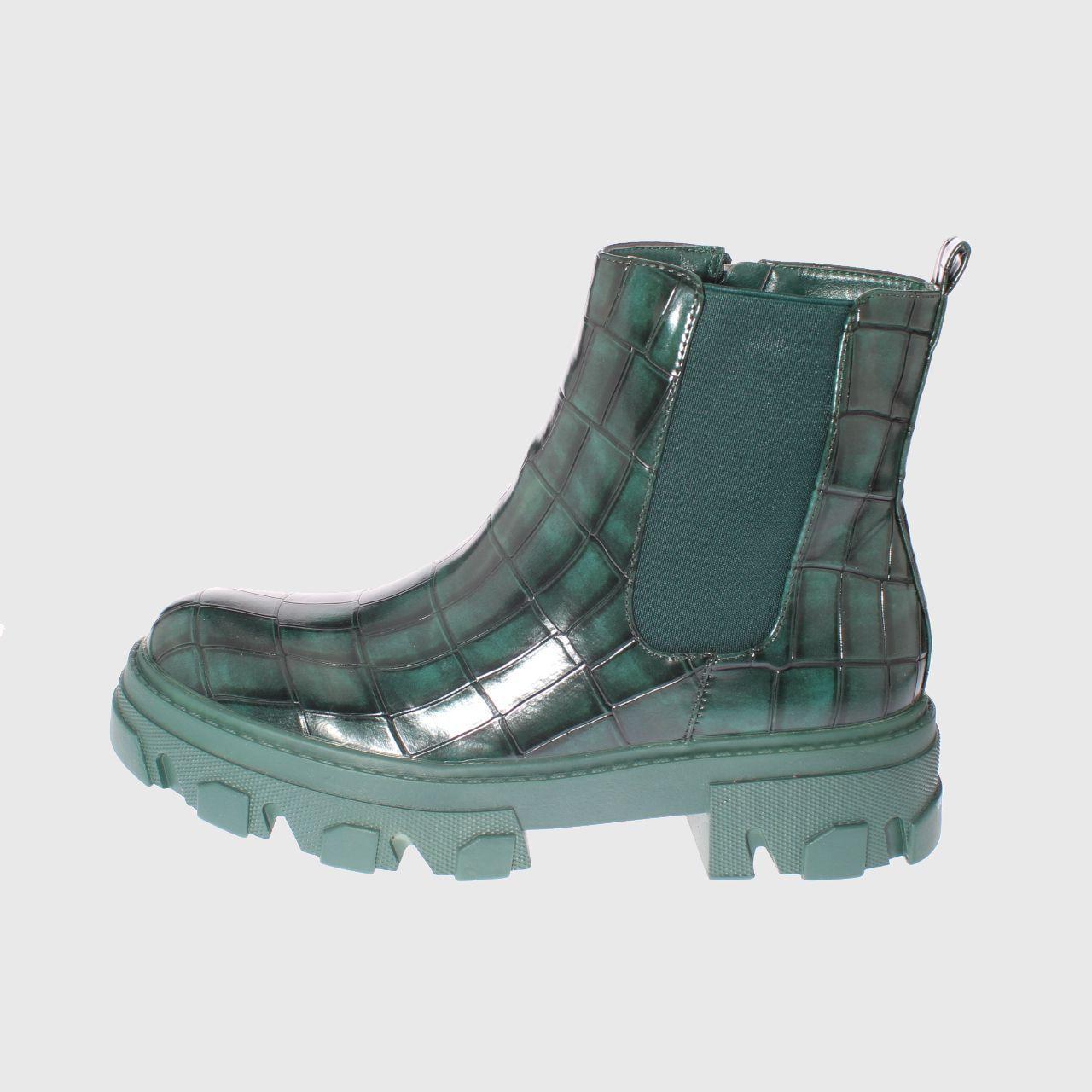 Botín Croco Verde Vía Franca Mujer-1