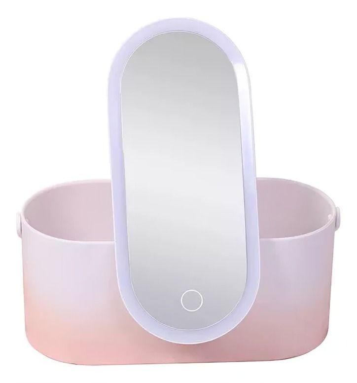 Caja Organizador De Maquillaje Portátil Con Espejo-0