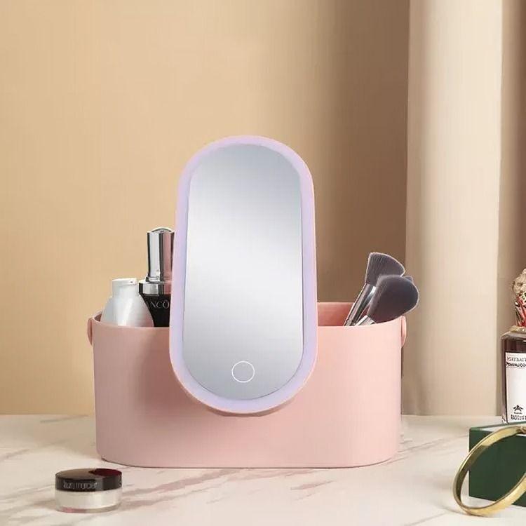 Caja Organizador De Maquillaje Portátil Con Espejo-3