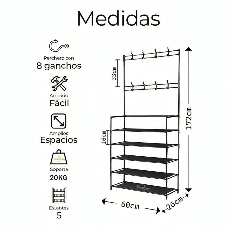 Organizador 2 En 1 De Ropa Perchero Y Zapatero 5 Niveles-2