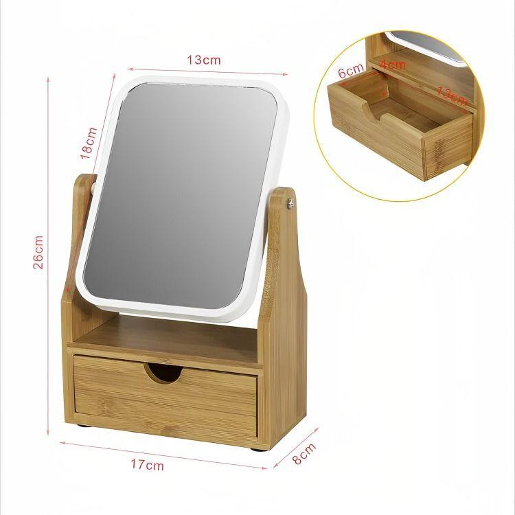 Espejo De Maquillaje Rotacion 360 Espejo De Mesa Con Cajon-2