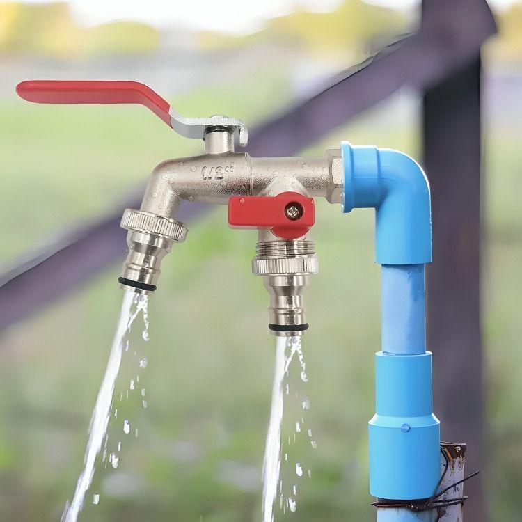 Llave De Jardín Con Doble Salida 1/2 Grifo De Válvula-2