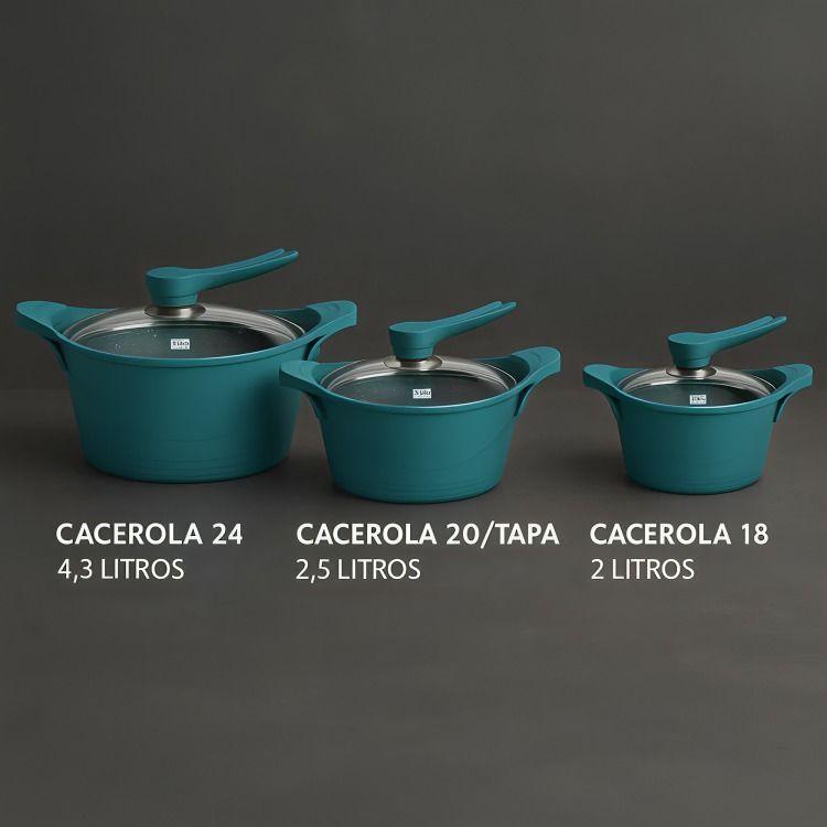 Batería Cocina 6 Piezas Aluminio Fundido Celeste BOHLIER 2.1-2