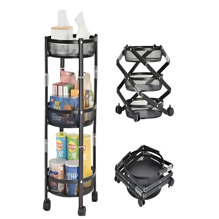 Carrito Plegable de Metal Cocina de 3 niveles-1