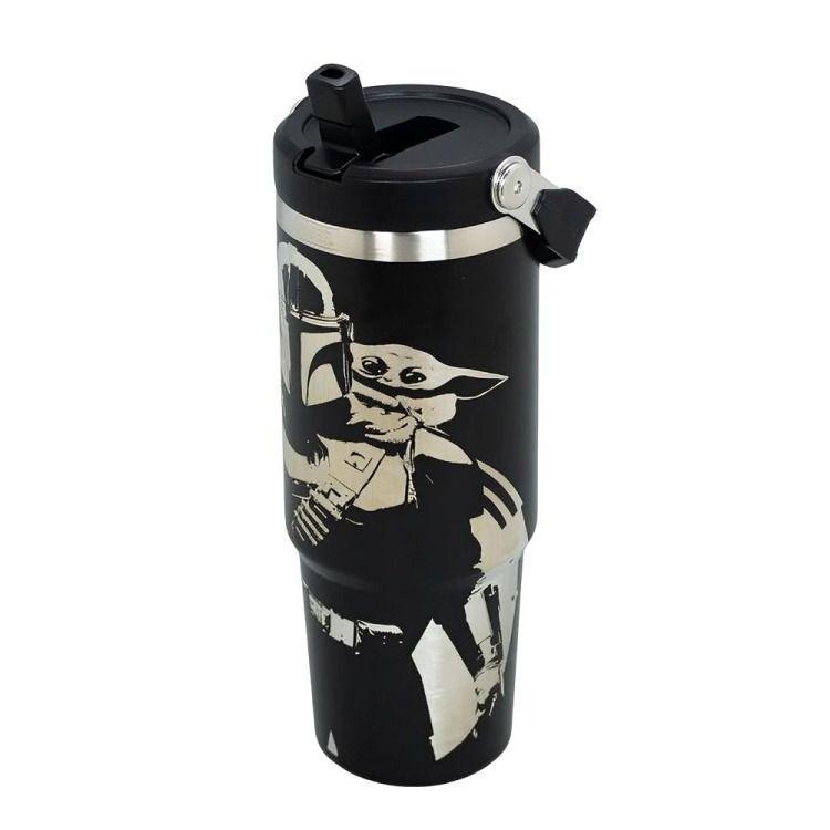 Botella Insulada Con Mango 850ml Black Star Wars 1 Mandalorian-3