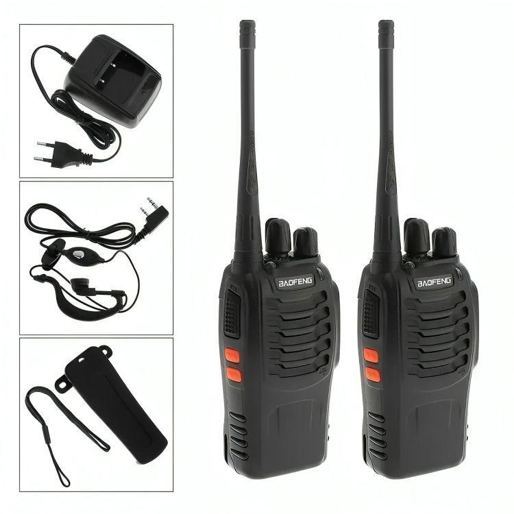 Pack 2 Radio Transmisor Walkie Talkie Bf-888s Manos Libres-1