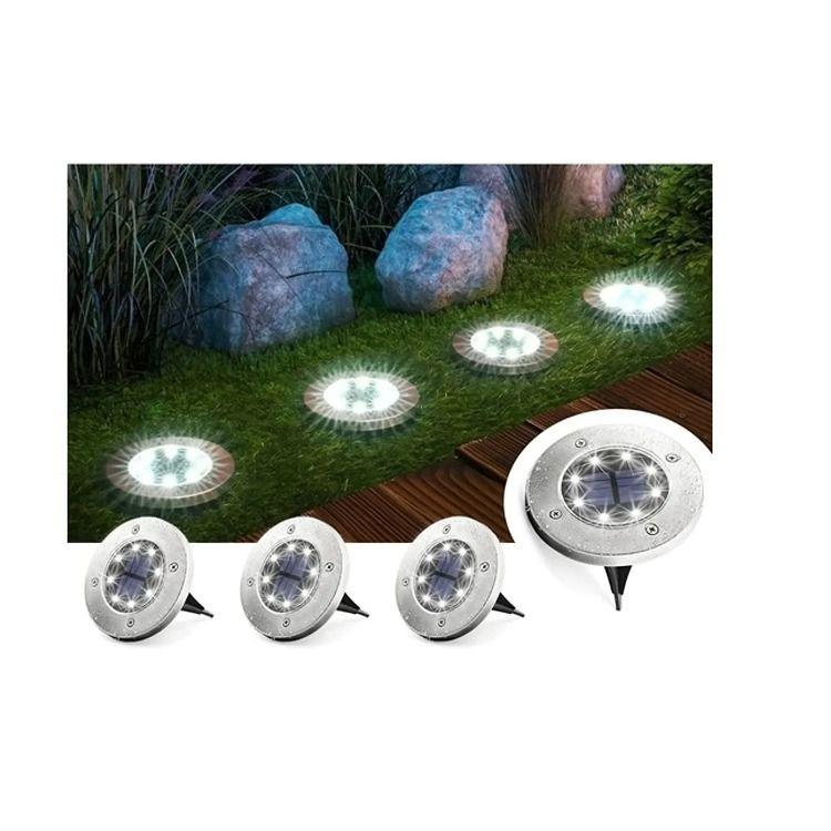 Pack X4 Luz Solar 8 Led Con Estaca Exterior Jardin-3