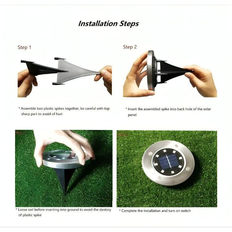 Pack X4 Luz Solar 8 Led Con Estaca Exterior Jardin-4