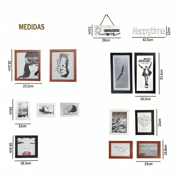 Set Marcos Foto Decorativo Pared 12 Piezas-2