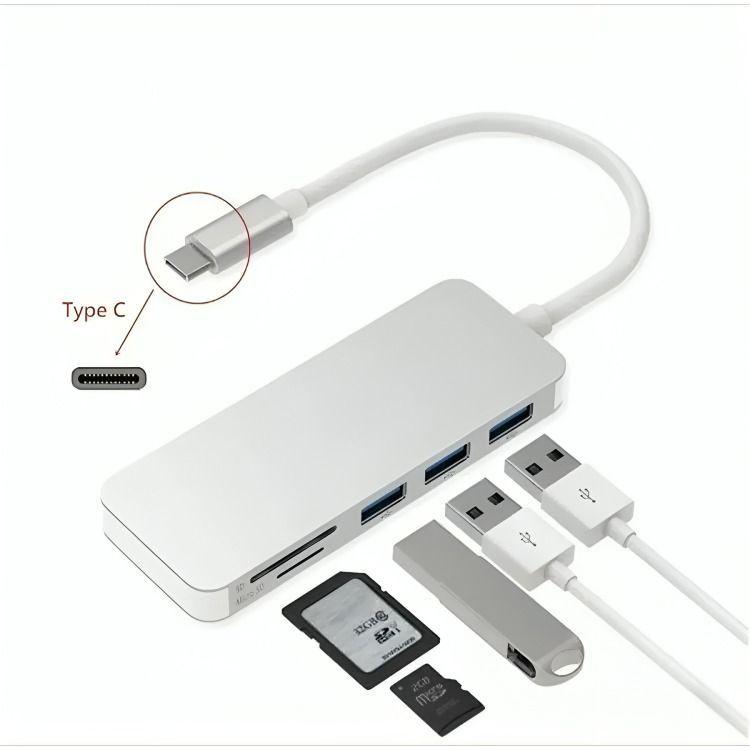Adaptador Type C Tipo C 3 X Usb 3.0, Tf, Micro Sd 5 en 1-2