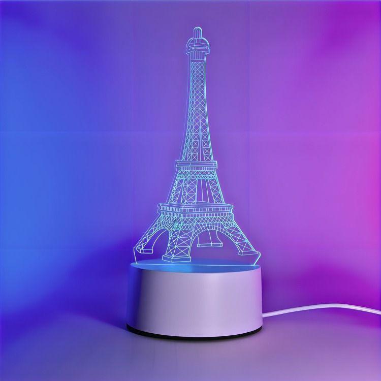 Lámpara Led RGB visualización 3D Torre Eifeel-2