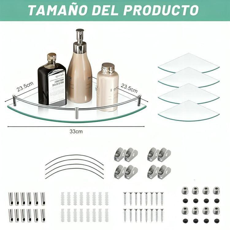 Pack 4 Organizador Repisa Esquineras De Vidrio Ducha Estante-4
