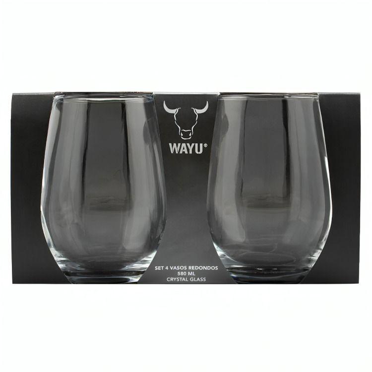 SET 4 VASOS REDONDOS VIDRIO WAYU-2