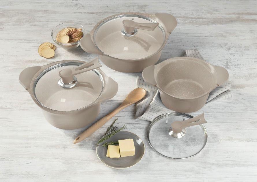 Batería Cocina 6 Piezas Aluminio Fundido Beige BOHLIER 2.2-3