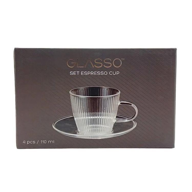 SET 4 TAZAS C/PLATO ESPRESSO GLASSO-3