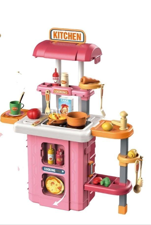 Maletin cocina  LUZ, SONIDO,  3 EN 1 ROSADA-0