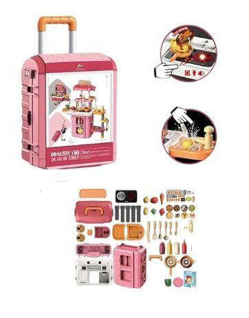 Maletin cocina  LUZ, SONIDO,  3 EN 1 ROSADA-1