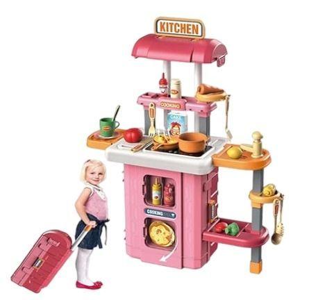 Maletin cocina  LUZ, SONIDO,  3 EN 1 ROSADA-2