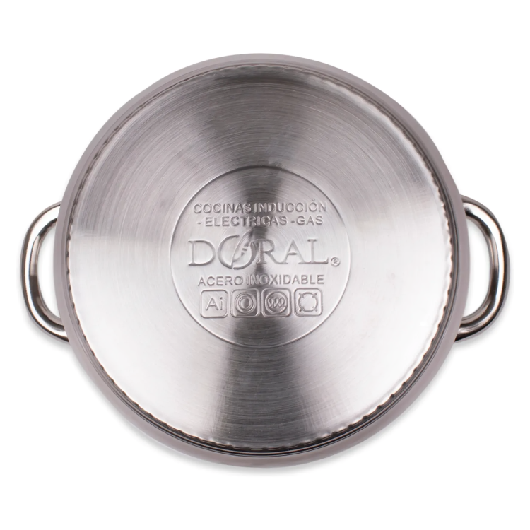 Olla Acero 24 cm Tapa de Vidrio Kassel Doral-2