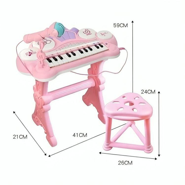 Teclado Electrónico Piano Para Niños Musical Con Micrófono-Azul-2