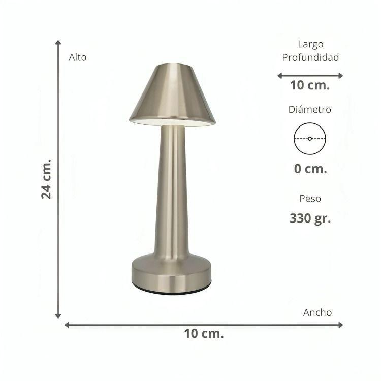 Lampara De Mesa Touch Led Recargable Usb Plateada-3