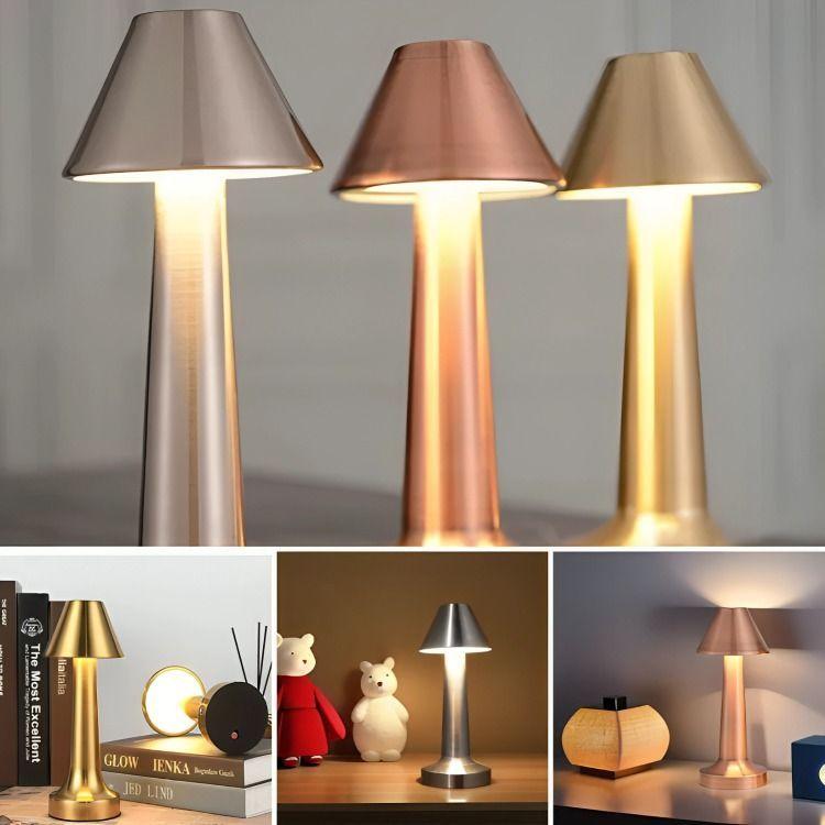 Lampara De Mesa Touch Led Recargable Usb Plateada-4