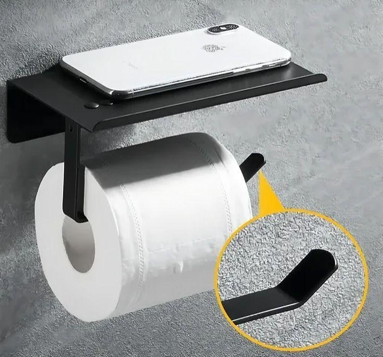 Soporte Papel higiénico y Celular Autoadhesivo de Acero Inoxidable-2