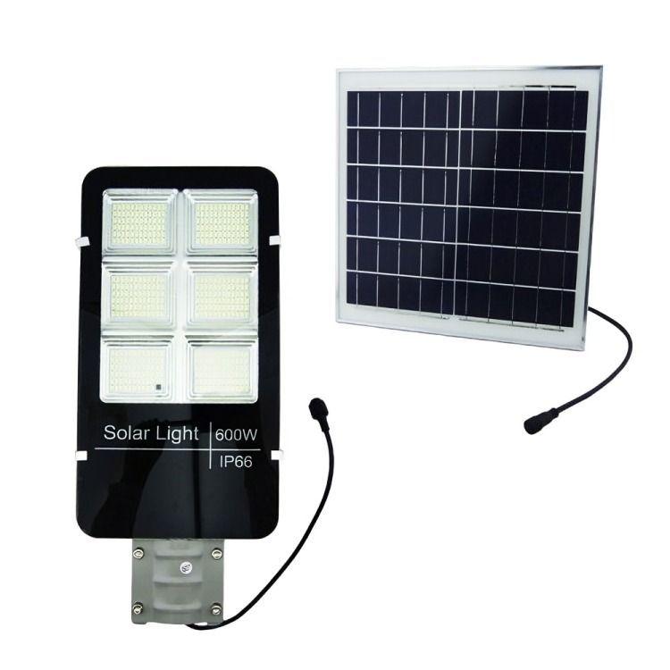 FOCO CON BRAZO SOLAR 600W METAL 394 LED 6 PLACAS CON CONTROL 21X49CM -0