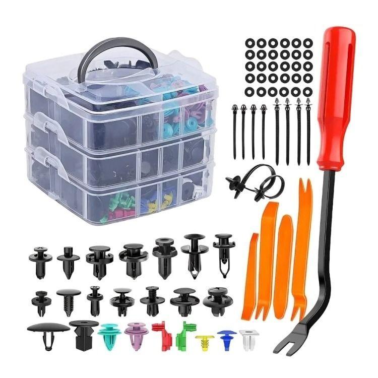 Kit 725 Clip Broche Retención Plástico Auto Lata Tapabarro-0