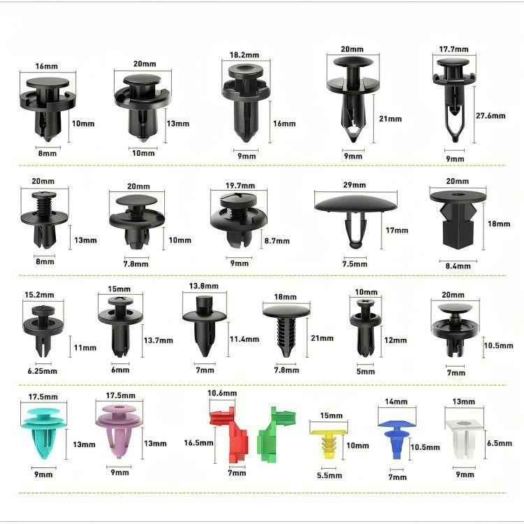 Kit 725 Clip Broche Retención Plástico Auto Lata Tapabarro-4