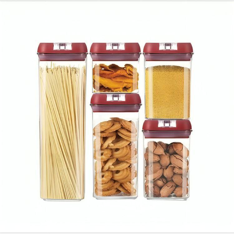 Set 5 Contenedores De Alimento Tapa Hermética Almacenamiento-2