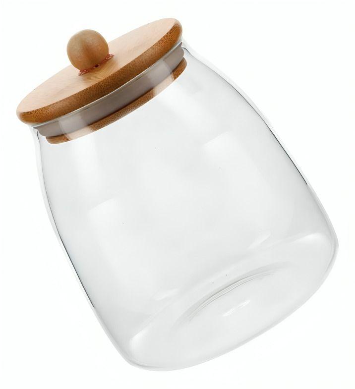 Frasco de Vidrio con Tapa de Bamboo de 950ml Glasso-4