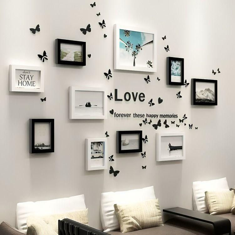 Set Marcos Foto Decorativo Pared 10 Piezas + Pegatinas-2