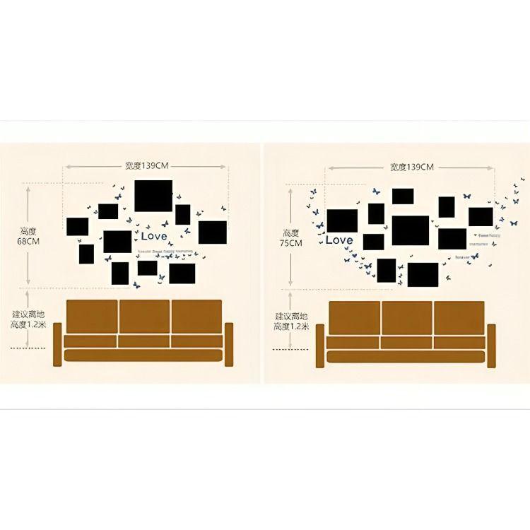 Set Marcos Foto Decorativo Pared 10 Piezas + Pegatinas-3