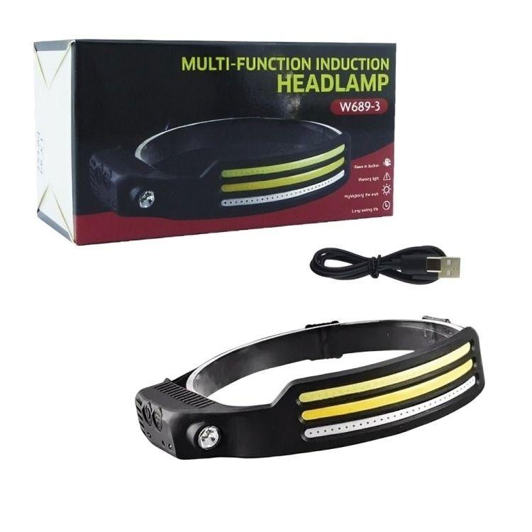 LINTERNA MINERO 1 LED Y BANDA 3 LED COB MOD.W689-3 LUZ BLANCA Y ROJA -0