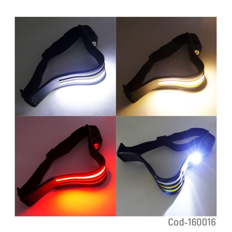 LINTERNA MINERO 1 LED Y BANDA 3 LED COB MOD.W689-3 LUZ BLANCA Y ROJA -2