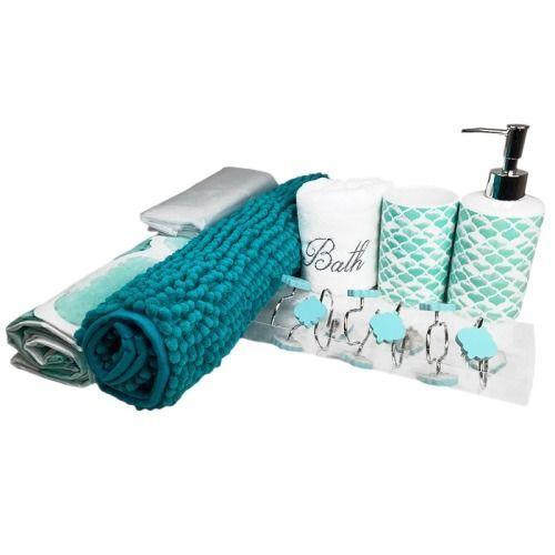 Set de Baño Ema 18 Piezas  Turquesa Diseño Verde Agua – Doral-2