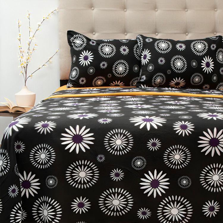 Sábanas Polar Composé 1.5 Plazas / Flor Negro Salmón – Doral-2
