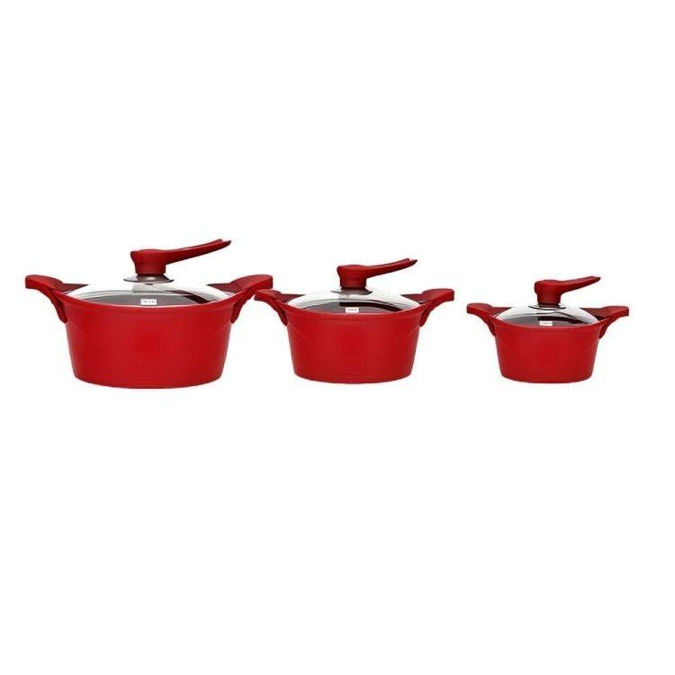 Batería Cocina 6 Piezas Aluminio Fundido Rojo BOHLIER 2.0-2