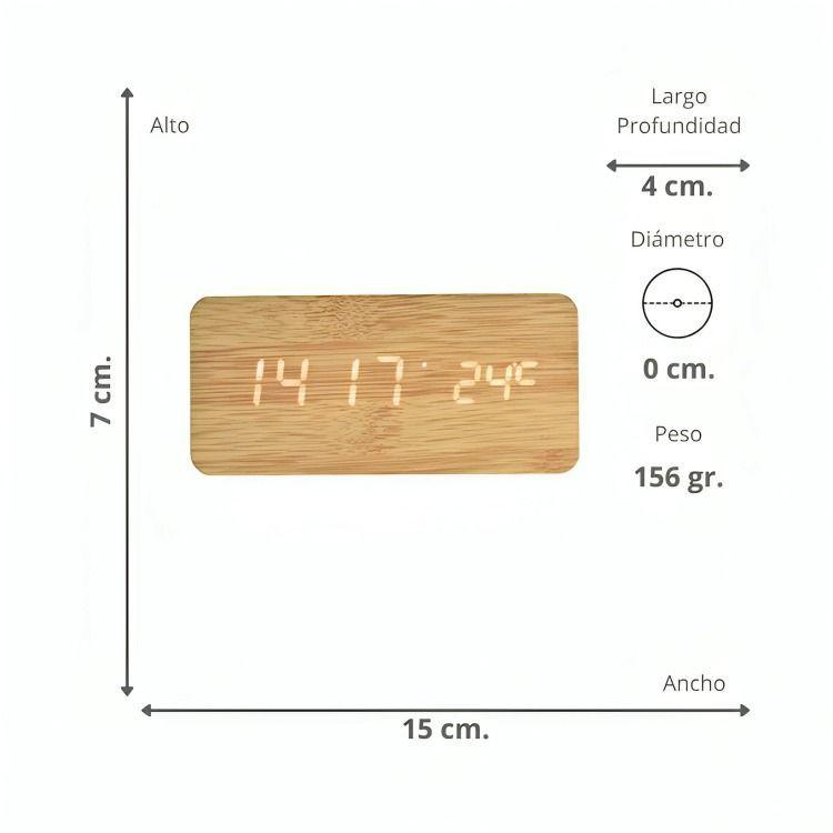 Reloj Digital LED Tipo Madera Zen Marrón-3
