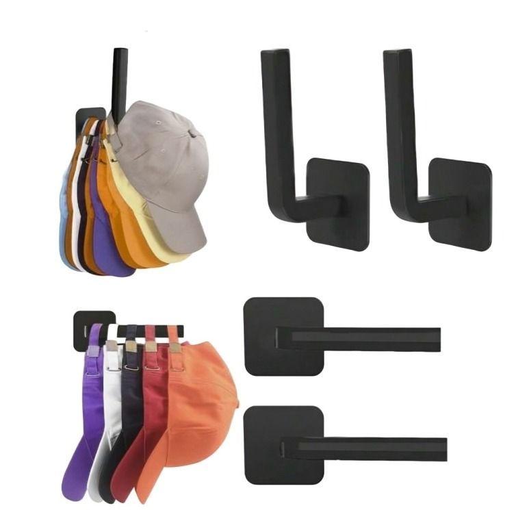 Pack De 04 Soportes Perchero Para Sombreros Con Adehesivo Negro-2