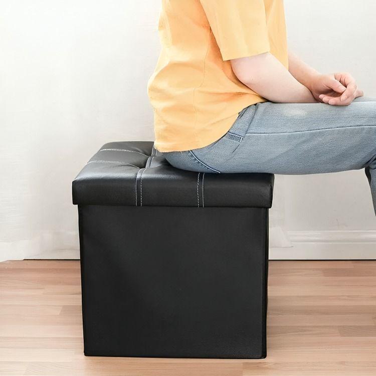 Baul Tomy Plegable Ecocuero Asiento 38cm Puff Pouf -2