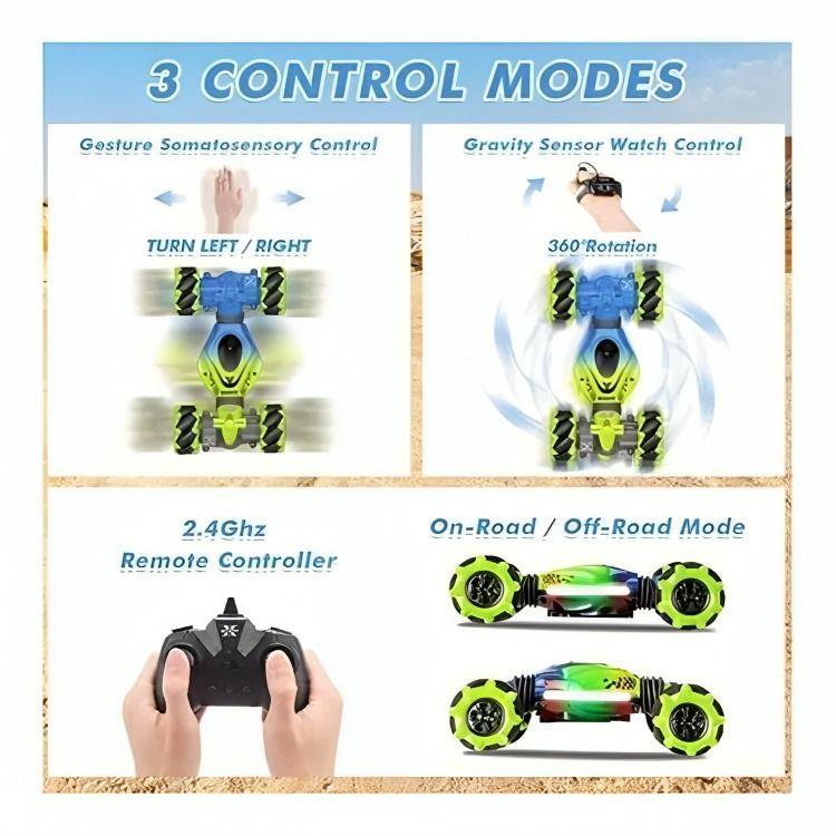 Auto Loco 4x4 Trucos Pro con Control 2.4G Verde-2