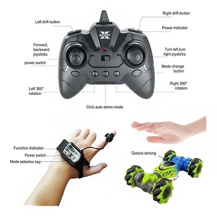 Auto Loco 4x4 Trucos Pro con Control 2.4G Verde-3