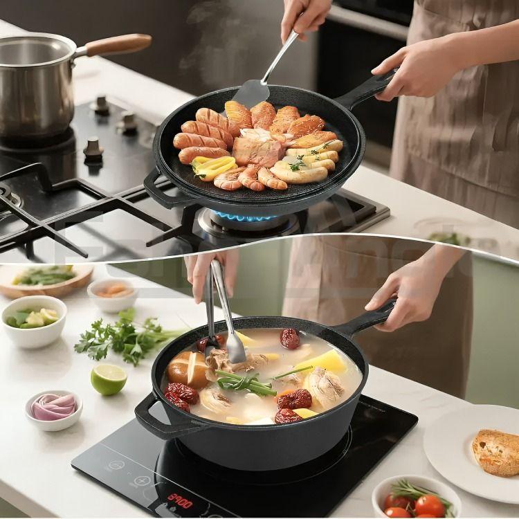 Sartenes De Hierro Fundido Gruesa Doble Uso 26cm-6