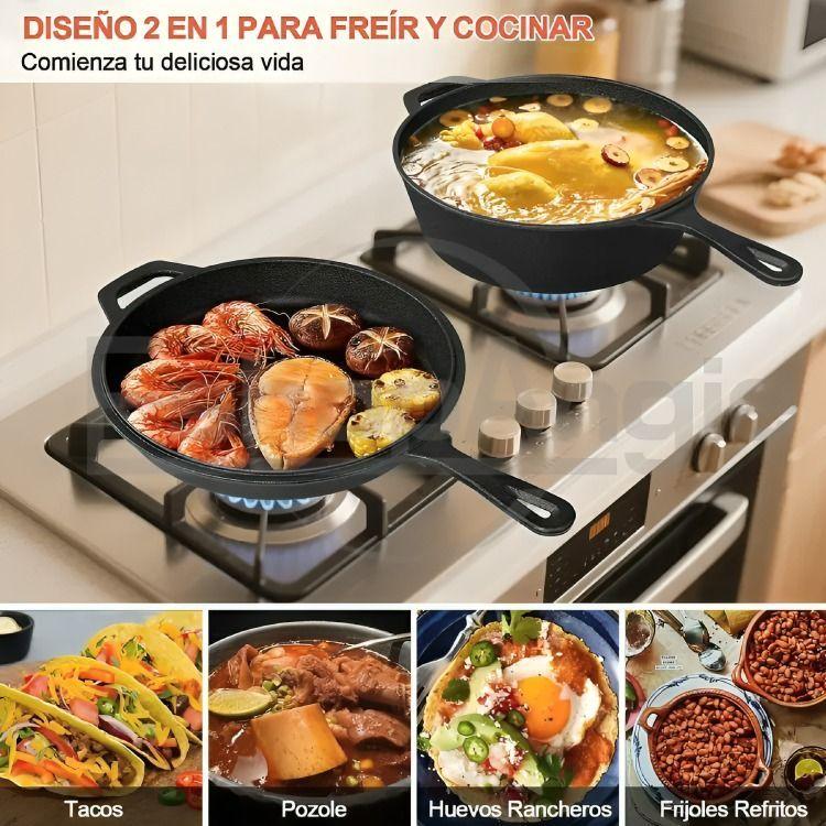 Sartenes De Hierro Fundido Gruesa Doble Uso 26cm-7
