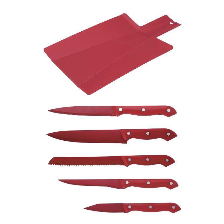 SET 6PC CUCHILLOS ACER.INOX  ROJO MILKY-1
