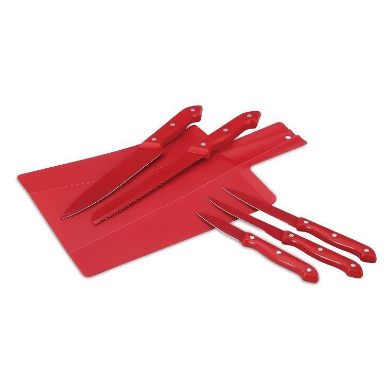 SET 6PC CUCHILLOS ACER.INOX  ROJO MILKY-2
