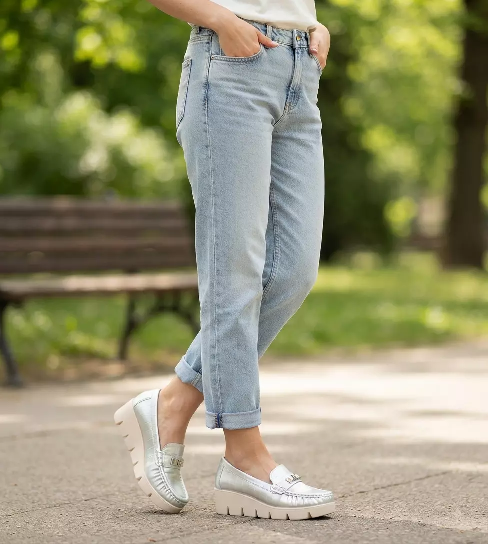 Mocasin Casual Abbey Plateado Alquimia-5